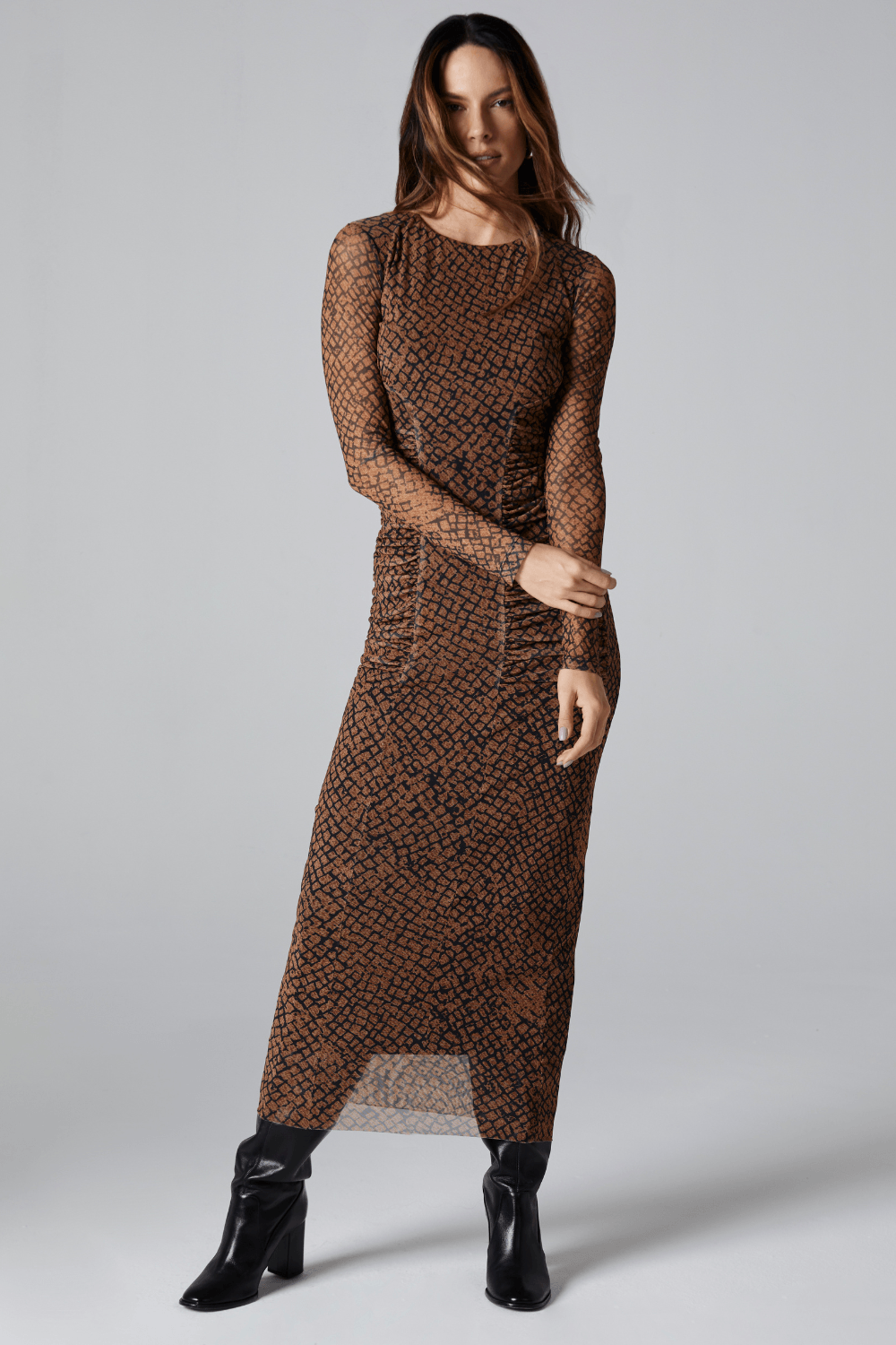 VESTIDO ESTAMPADO EM TULE-EST TEXTURA G - EST TEXTURA - 315670